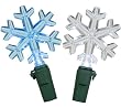Set of 50 Blue and Clear LED Snowflake Christmas Lights - Green Wire
