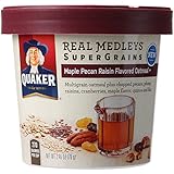 Quaker Real Medleys Super Grains Instant Oatmeal Cup, Maple Pecan Raisin, 2.46 Ounces (Pack of 12)
