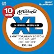 D'Addario EXL140-10P Nickel Wound Electric Guitar Strings, Light Top/Heavy Bottom, 10-52, 10 sets