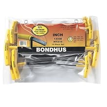 Bondhus 13338 Set of 10 Hex T-handles, sizes 3/32-3/8-Inch