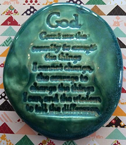 SERENITY PRAYER - Ceramic - AQUAMARINE Art Glaze - Inspirational Art Piece by Inner Art Peace