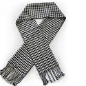Classic Premium Houndstooth Check Scarf - White & Black