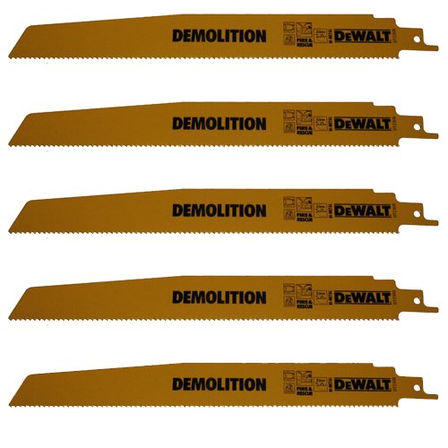 Dewalt DT2308 228mm Demolition, Fire & Rescue Bi-Metal Reciprocating Saw Blades (5)