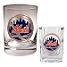 New York Mets MLB Rocks Glass & Square Shot Glass Set - Primary Logo by Great American Products