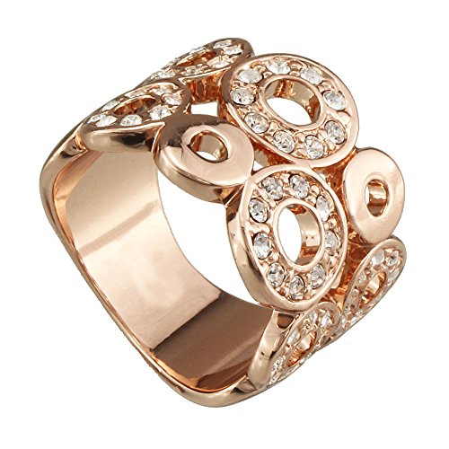 FM42 Pave Crystal Open Circle Design Luxury Cocktail Wide Ring R246