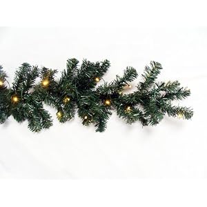 9' x 10 Pre-Lit Battery Operated LED Lighted Christmas Garland - Clear Lights by 