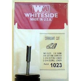 WHITESIDE #1023 CARBIDE-TIP 2 FLUTE STRAIGHT ROUTER BIT 3/8 DIA X 1-1/4 CL X 1/4