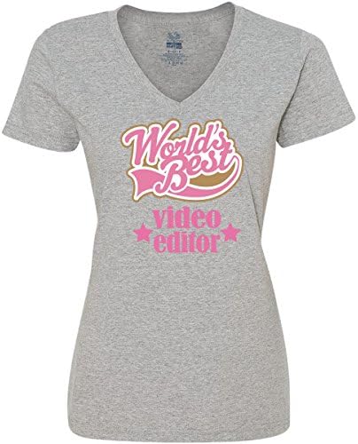 Inktastic Video Editor Gift Idea Women's V-Neck T-Shirts Medium Athletic Heather