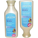 JASON All Natural Organic Biotin Shampoo and Conditioner For Hair Growth and Stopping Hair Loss With Aloe Vera, Ginseng and Chamomile, Paraben Free, Sulfate Free, Vegan, Gluten Free, 16 fl. oz. each