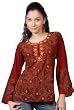 Spicy Burgundy long sleeves Kurti/Tunic with neckline handwork