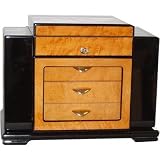 ART DECO BURL HUMIDOR 8 DRAWERS & COMPARTMENTS 225CT