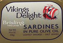 VIKING's DELIGHT Sardines Two Layer Olive Oil, 3.75-Ounce Tin (Pack of 12)