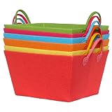 Bright Cotton Fabric Covered Large Cases with Leatherette Handles 15x11x9 Set of 6 by Traders and Company