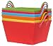 Bright Cotton Fabric Covered Large Cases with Leatherette Handles 15"x11"x9" Set of 6