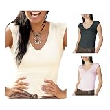 Bella - Ladies Ladies' Sheer Rib Cap-Sleeve Deep-V-Neck T-Shirt (8705)