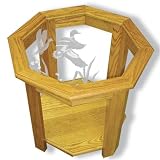 Glass Top Octagon End Table - Solid Oak, Fully Assembled - Duck Art Wildlife Etching by MasterVisions Etched Glass Home Decor