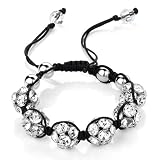 Minerva Collection Clear Crystal Bead Shamballa Fashion Bracelet