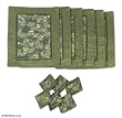 Silk and cotton placemats and coasters, 'Spring Green' (set for 6)