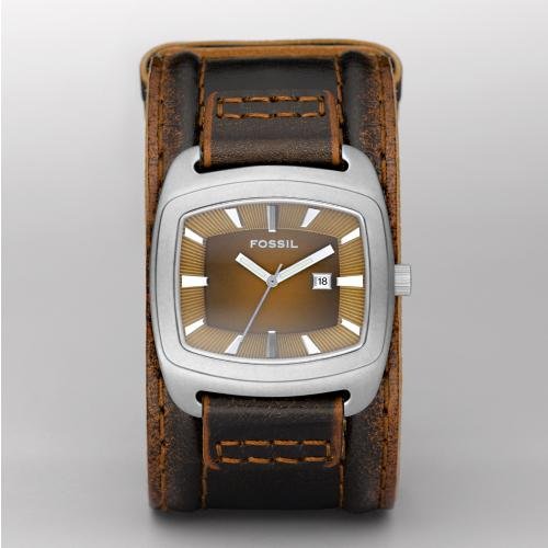 Fossil Casual Cuff Leather with Silver-Tone