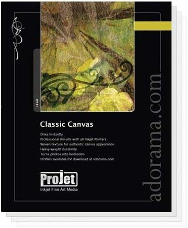 Projet Fine Art Canvas, Matte Surface Inkjet Media, 18.0 mil., 8.5x11", 10 Sheet Pack.