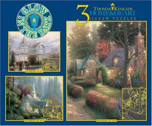 51FCWFJ5Q7L Thomas Kinkade 3 in 1 Glow in the Dark Puzzle   Home and Heart (3651 2)