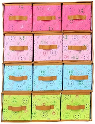 Kenather Foldable Storage Drawer Closet Dresser Cube Basket Organizer Bins for Underwear Socks Scarves Ties 3 Compartments Pink