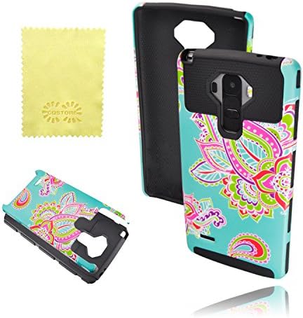 LG G Stylus Case, CQSTORE(TM) Floral Pattern Slim Fit Hybrid Armor Case for LG G Stylo/LS770, Cashew Flower Armor Plastic &amp; Soft TPU Dual-Layer Case Cover(Black)