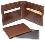 GENUINE BUXTON COGNAC LEATHER MENS BIFOLD WALLET WITH REMOVABLE SEPARATE LEATHER CREDIT CARD ID CASE NEW IN BOX