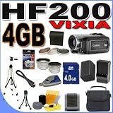 Canon VIXIA HF200 HD Flash Memory Camcorder w/15x Optical Zoom BigVALUEInc Accessory Saver 4GB BP819 Battery/Charger/Filter Bundle