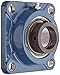 SKF F4B 100-FM Ball Bearing Flange Unit, 4 Bolts, Eccentric Collar, Regreasable, Contact Seal, Cast Iron, 1" Bore, 2-3/4" Bolt Hole Spacing, 3150lbf Dynamic Load Capacity