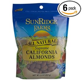 Sunridge Farms All Natural Supreme California Almonds, 8-Ounce Bags (Pack of 6)