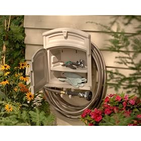 Suncast Garden Hose Hanger with Storage Cabinet And 150' Hose Capacity #HHC150