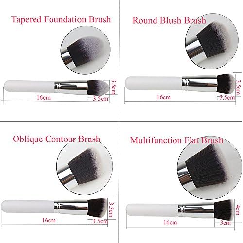 Annengjin®8pcs Professional Makeup Brushes Brush Cosmetic Set Make up Brushes Eyeshadow Eyebrow Shadow Powder Cosmetics Tools Kit(white Handle+ Silver Tube)