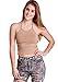 Taupe Woman String Neck Halter Crop Top