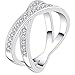 BOHG Jewelry Womens 925 Sterling Silver Plated Cubic Zirconia CZ Double 