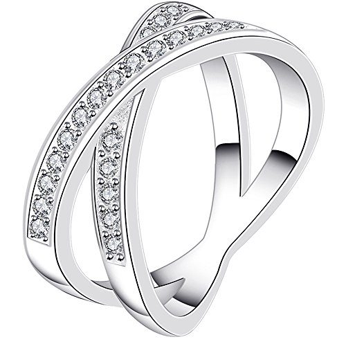 BOHG Jewelry Womens 925 Sterling Silver Plated Cubic Zirconia CZ Double 
