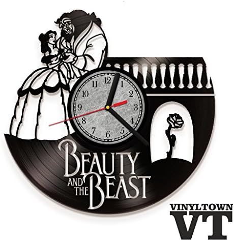 Beauty and the Beast Vinyl Record Design Wall Clock Walt Disney animated classics art home decor kids gift