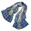 Prettystern - 160cm Malerei Kunstdruck Schal Jungendstil Gustav Klimt Seidenschal- Fregio_Stoclet (blau)