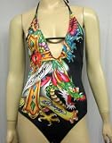 Ed Hardy Multi Tattoos Black Swimsuit