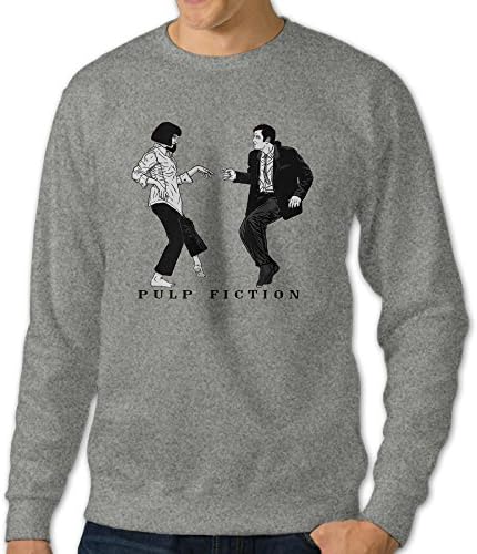 ReBorn Men's Pullover Pulps Fiction Long Sleeve T-shirts Crew Neck Sweatshirt Ash XL