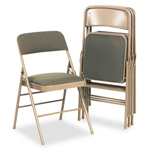 SAMSONITE COSCO Fabric Padded Seat/Back Folding Chair, Taupe Frame, Taupe