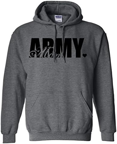 Army Mom Hooded Sweatshirt in Dark Heather Gray - Medium
