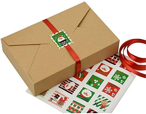 WYTD Christmas Envelope Postcard Style Gift Boxes Brown ( Include ribbon and tag, 1 Dozen )