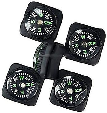 ViCreate 20mm Outdoor Survival Mini Compass with PU Leather Watch Attachment Design - Black (5PCS) , Black