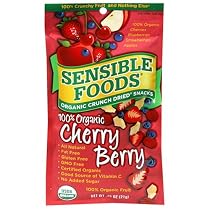 Sensible Foods Organic Crunch Dried Snacks, Cherry Berry, 0.75-Ounce 12-Count Pouch