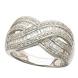 14K White Gold Crossover Style Diamond Fashion Ring