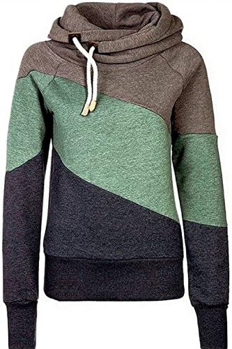 Eyer Women's Cotton High Collar Long Sleeve Fleece Hoodied Sweatshirt (XX-Large,Khaki)