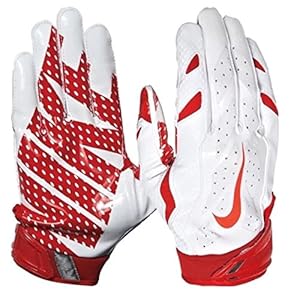 Nike Vapor Jet 3.0 Football Receiving Gloves, White/Red, Men's Large