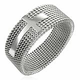 New Mens Ring Stainless Steel Mesh with Cross 8mm Wide Brand New Available in Many Sizes Click Through to see other Sizes Comes in a Quality Velvet Gift Box