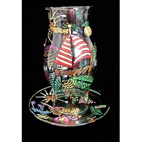 Caribbean Excitement Design - 11 Inch Hurricane Shade and 10 Inch Plate
